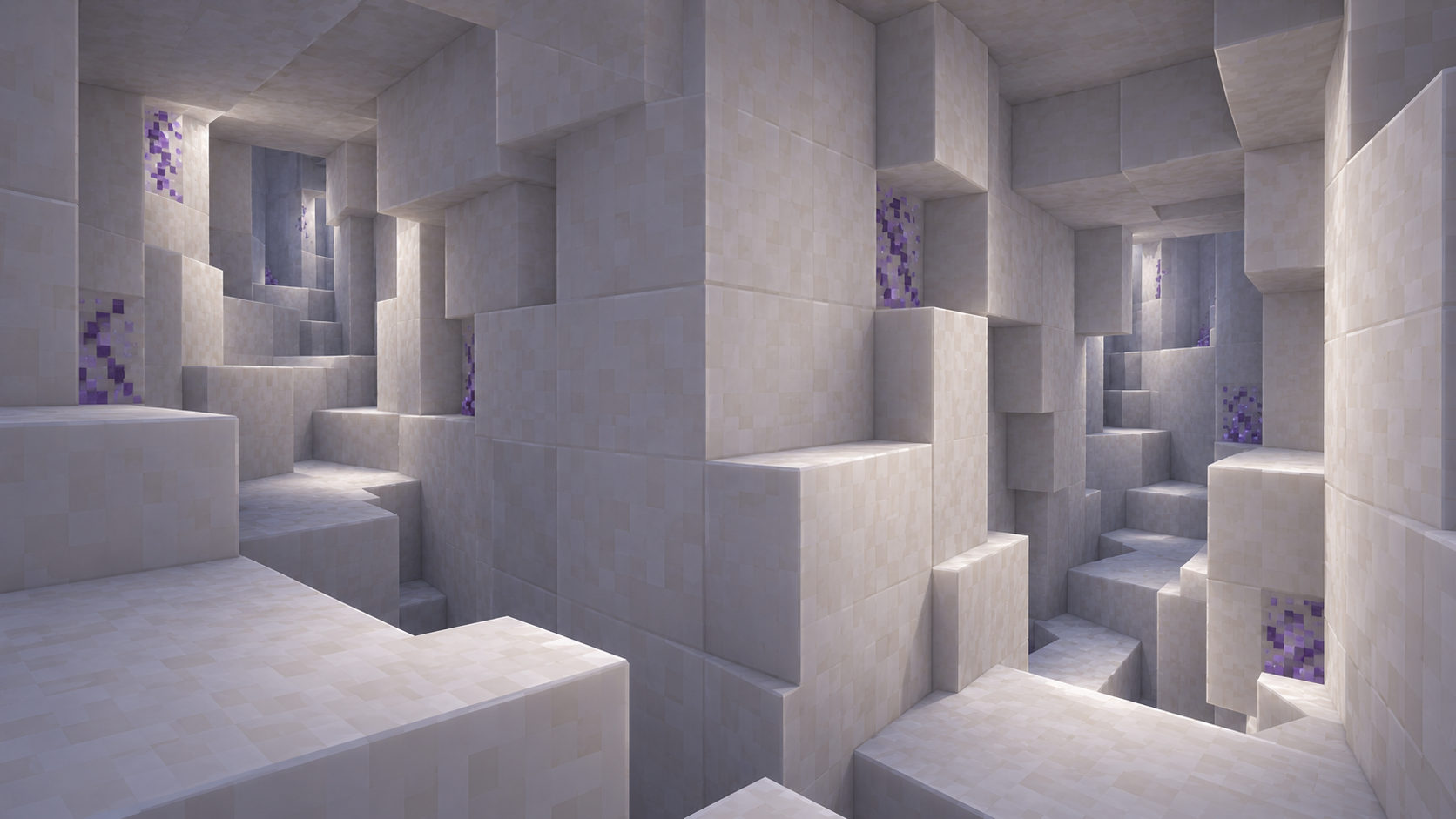 Two rare narrow galleries wind around dense quartz buttresses, using stepped shelves and offset openings to reveal depth without a giant void.