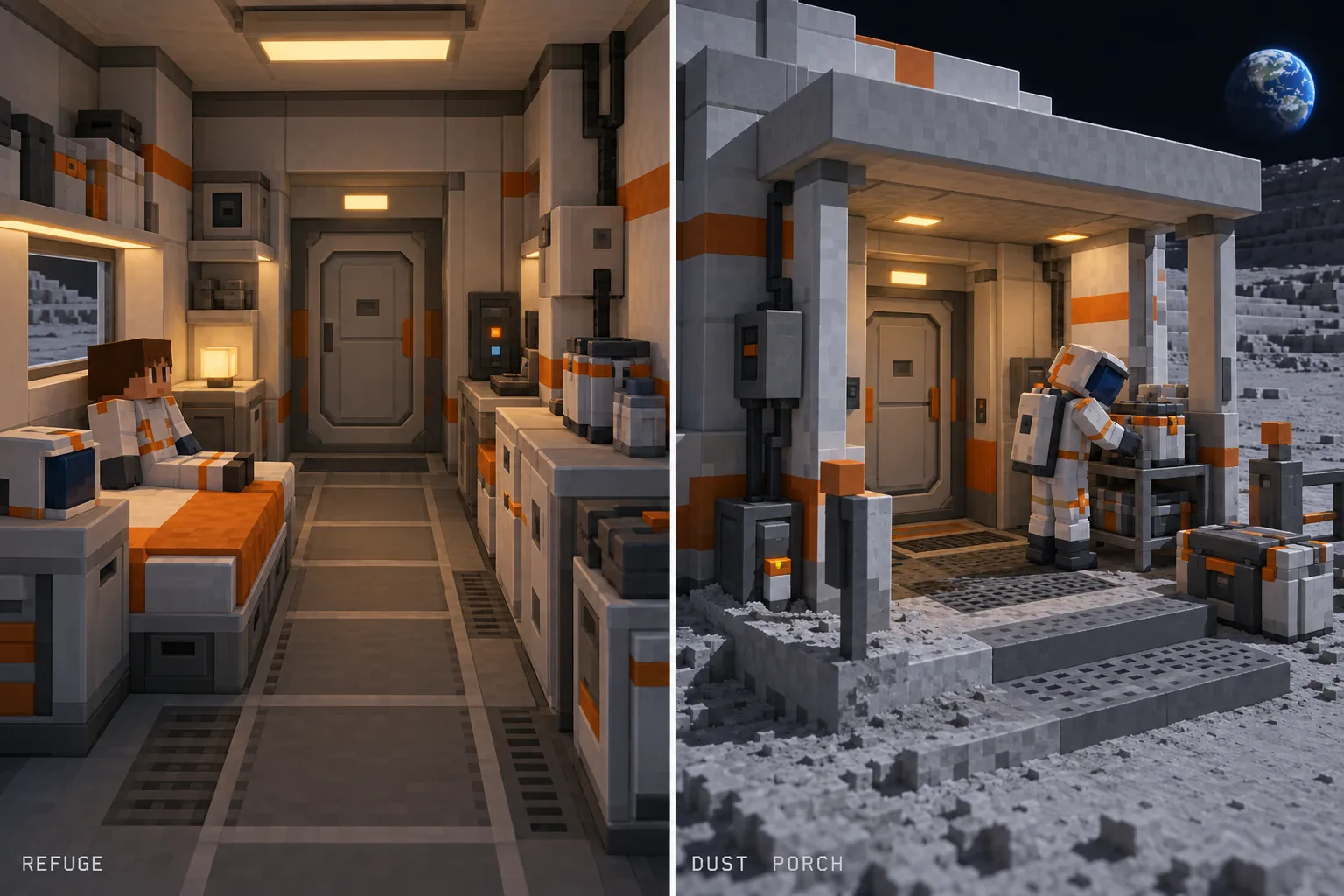 Starter lunar refuge — clean interior and dust porch
