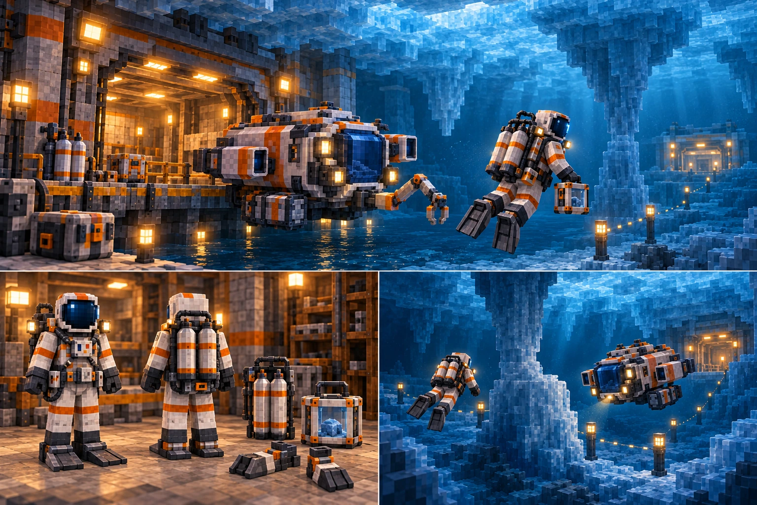 Aquatic equipment and the preserved Ice Submersible use a controlled dock and a known return around solid ice.