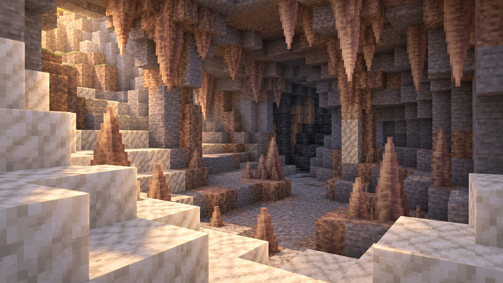 Shallows Variety Dripstone Chamber rendered in the published Minecraft environment style.