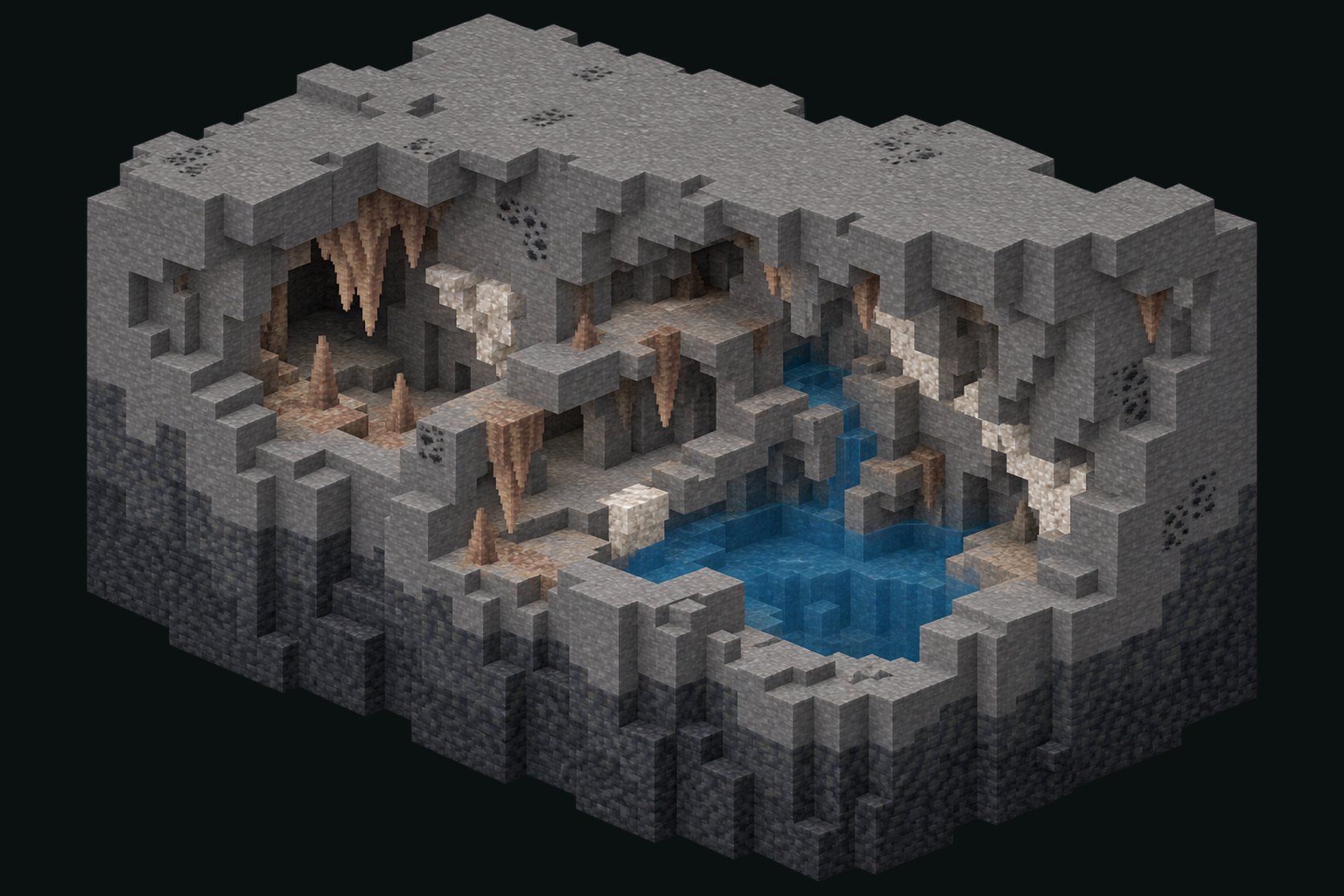 Shallows Cutaway rendered in the published Minecraft environment style.