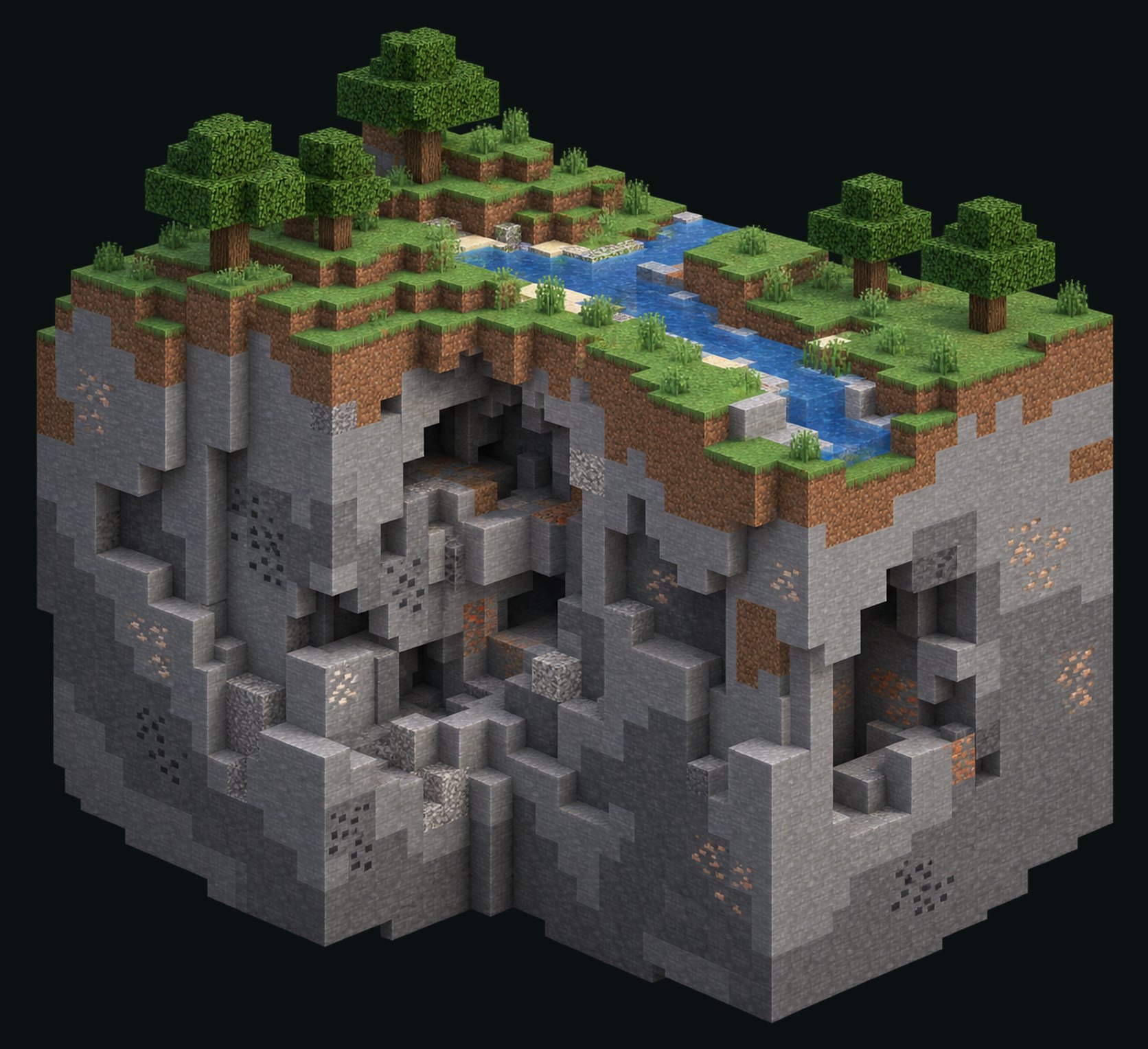 Surface Cutaway rendered in the published Minecraft environment style.
