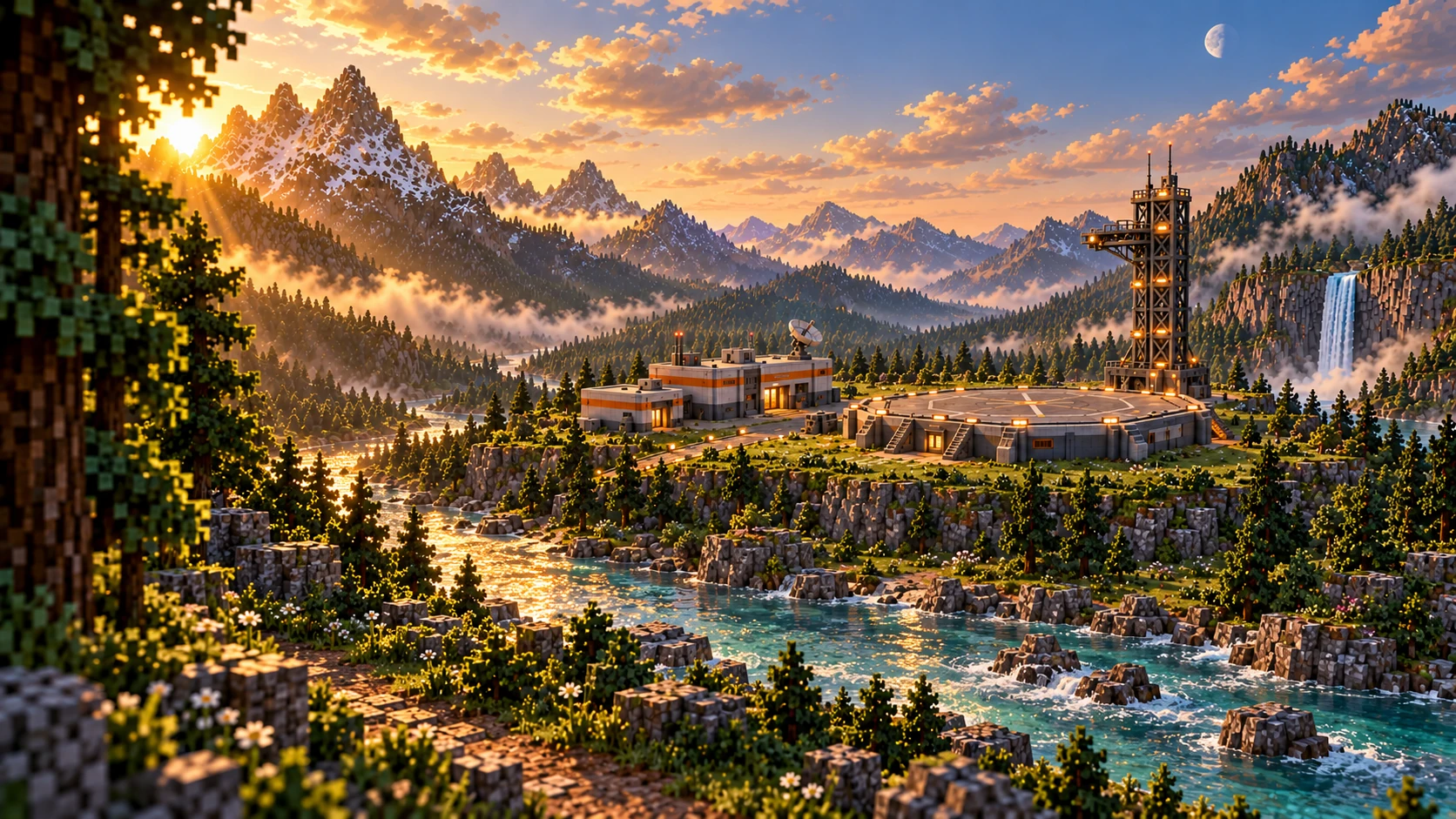 The river and mountains return.