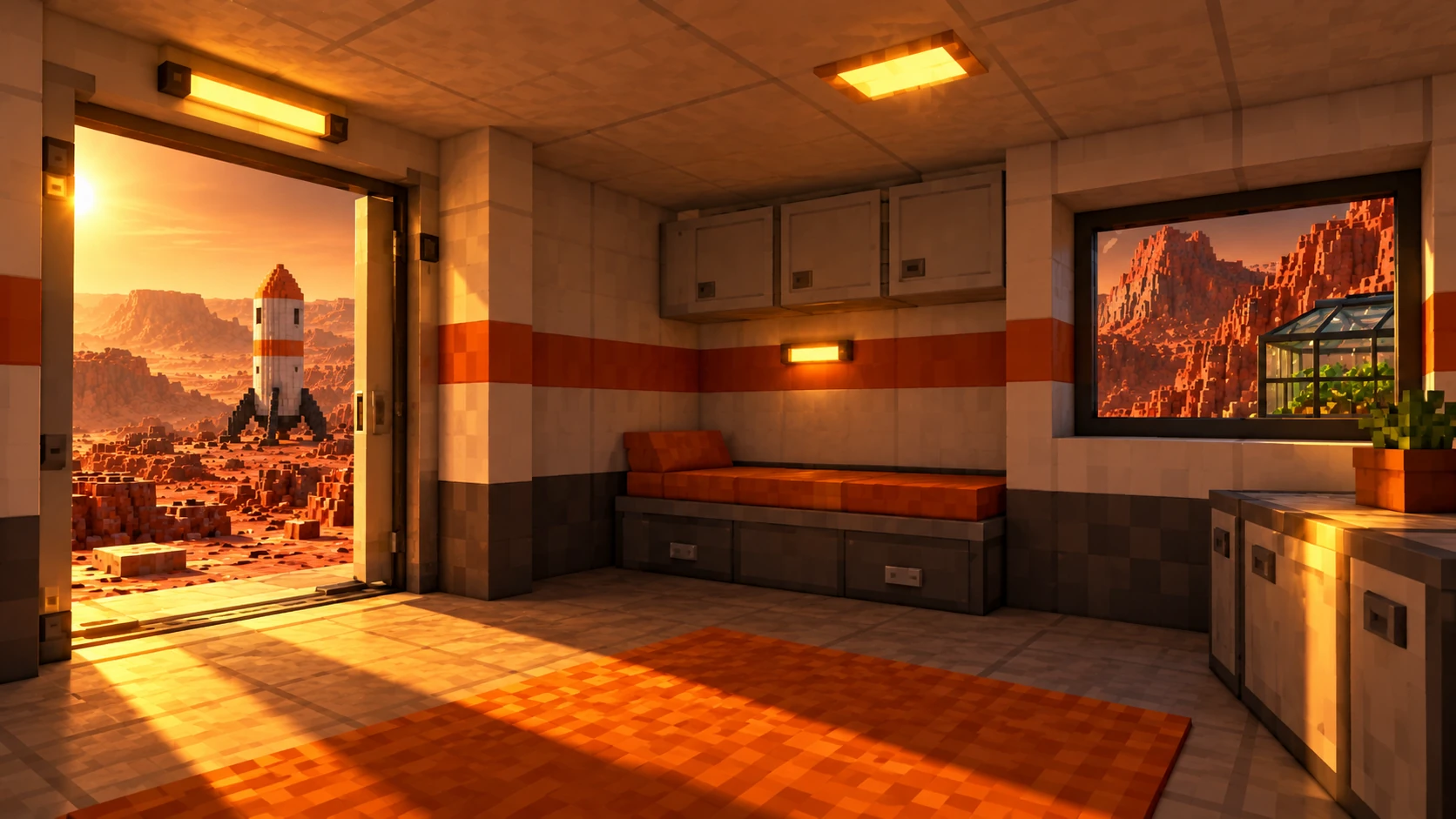 The station opens into a quiet, warm interior.