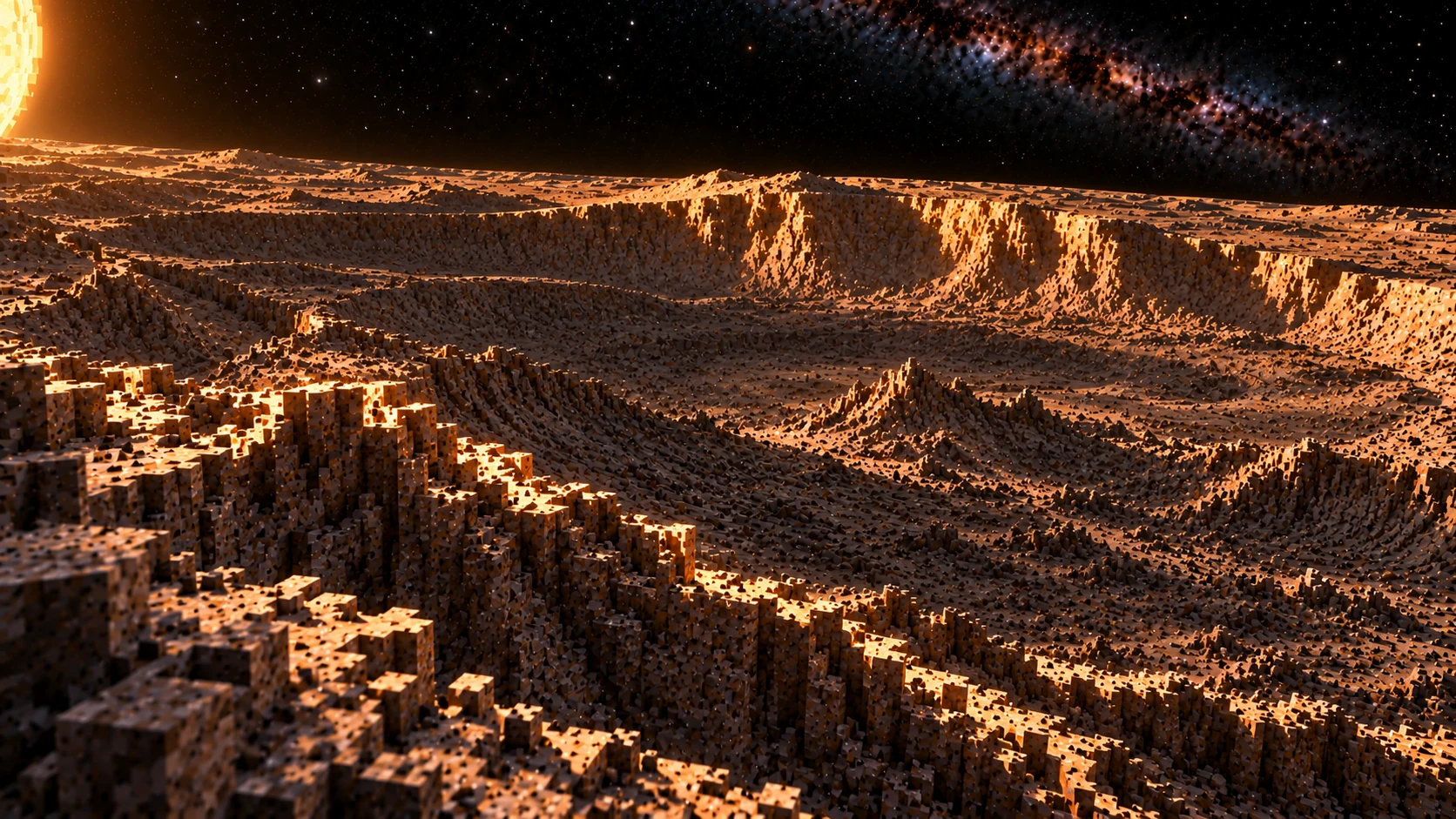 Solar-lit crater rim